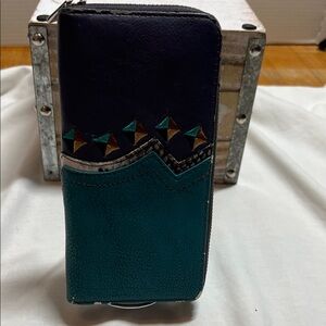 Catchfly Teal and Dark Purple Studded Wallet